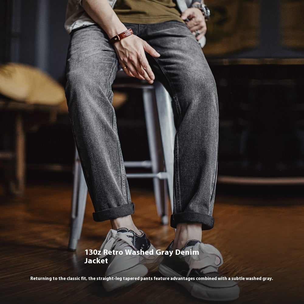 Gray Straight Micro-cone Radish Pants Men's Summer And Autumn