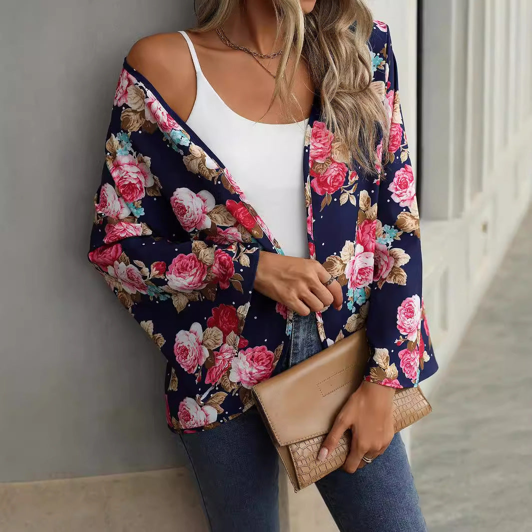 V-neck Floral Bell Sleeve Blouse