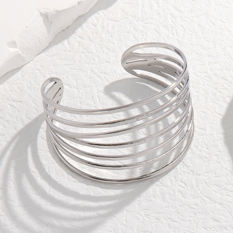 Exaggerated High-grade Non-fading Adjustable Stainless Steel Bracelet For Women