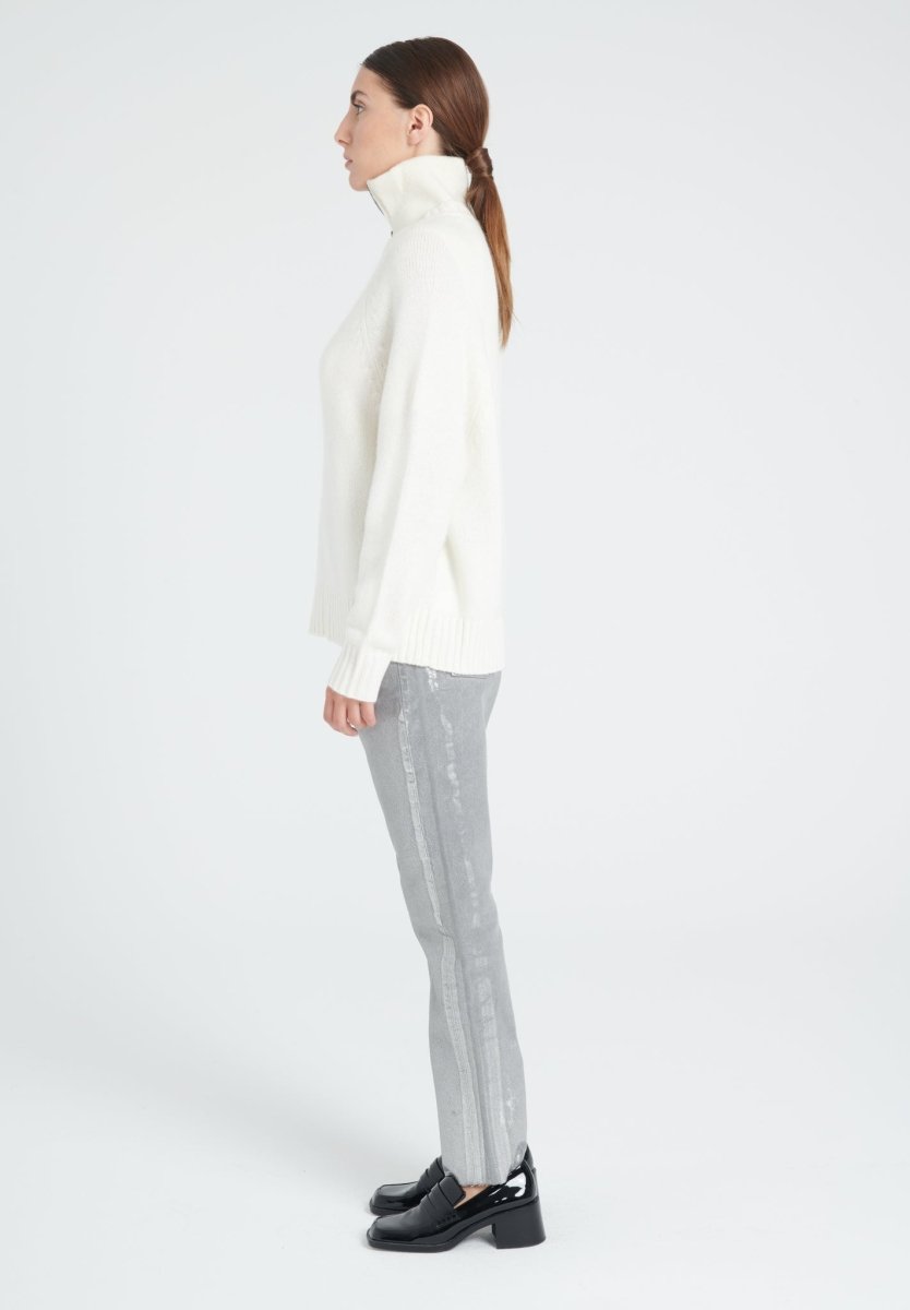 Pull col rond cachemire 6 fils blanc écru femme - ZAYA 7