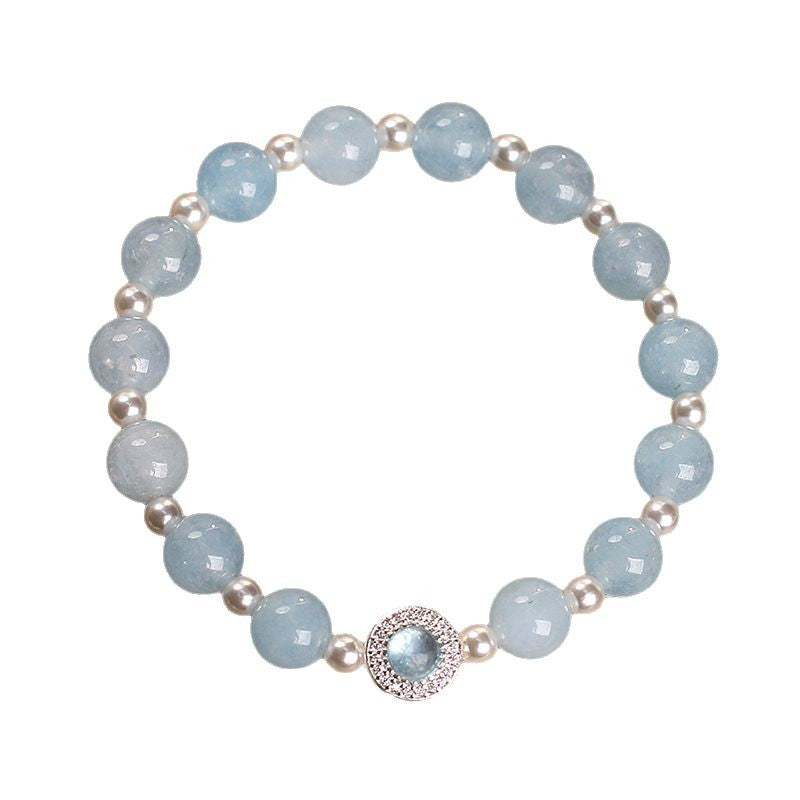 Natural Aquamarine Crystal Bracelet For Women Light Luxury Minority