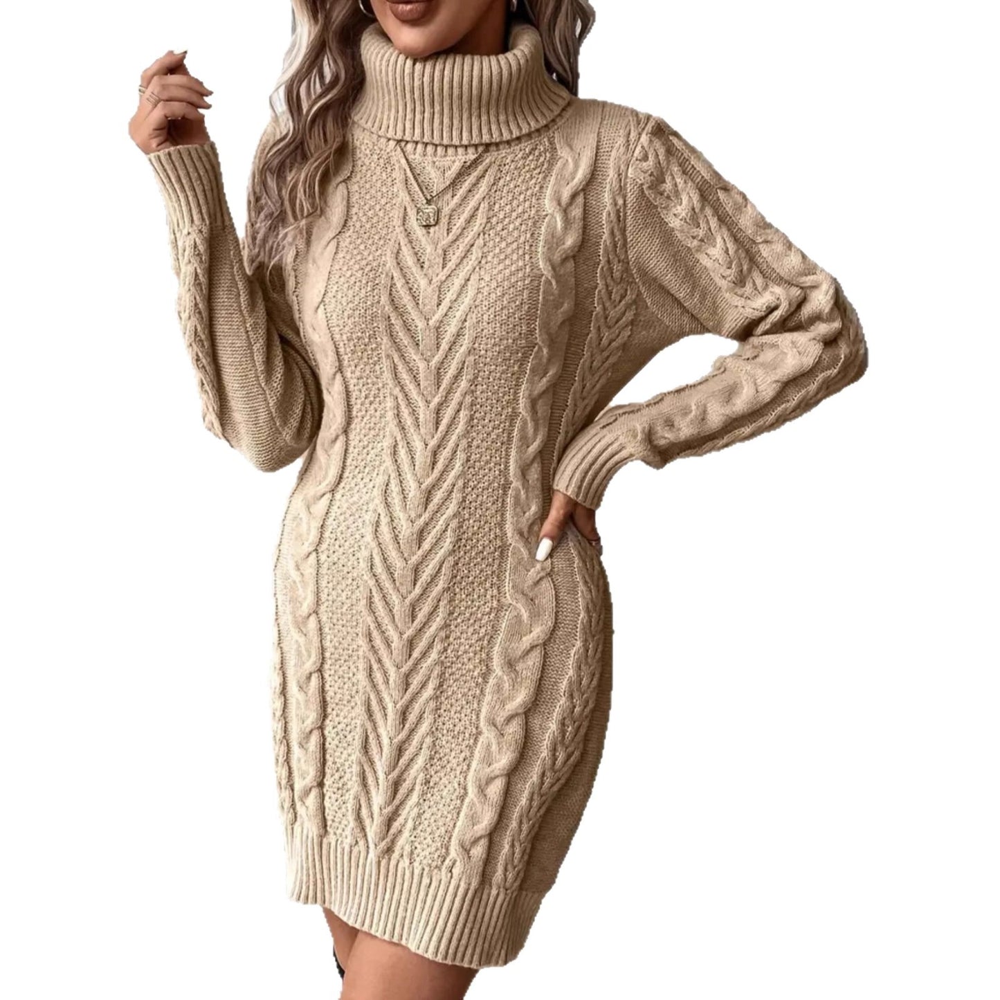 Twist Elegant Fashion High Collar Women's Plus Size Dress