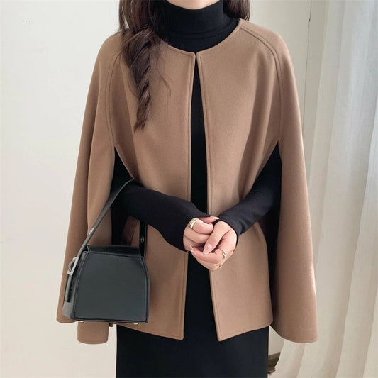 Woolen Overcoat Women's Autumn All-matching Outer Wear Shawl